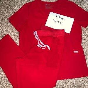 ❌❌SOLD❌❌Figs Winning Red Scrub Set